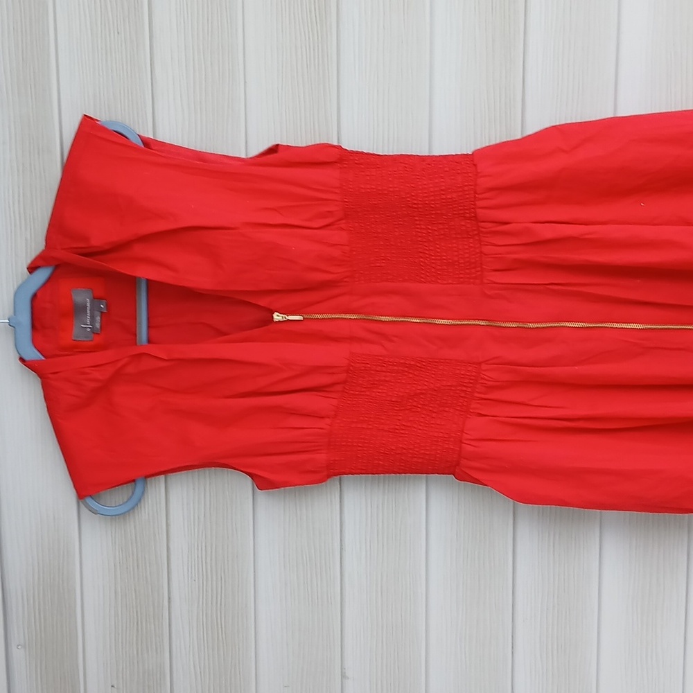 NWOT Anthropologie Red Cap-Sleeve Midi Dress with Pockets Shell 100% Cotton - Picture 4 of 9